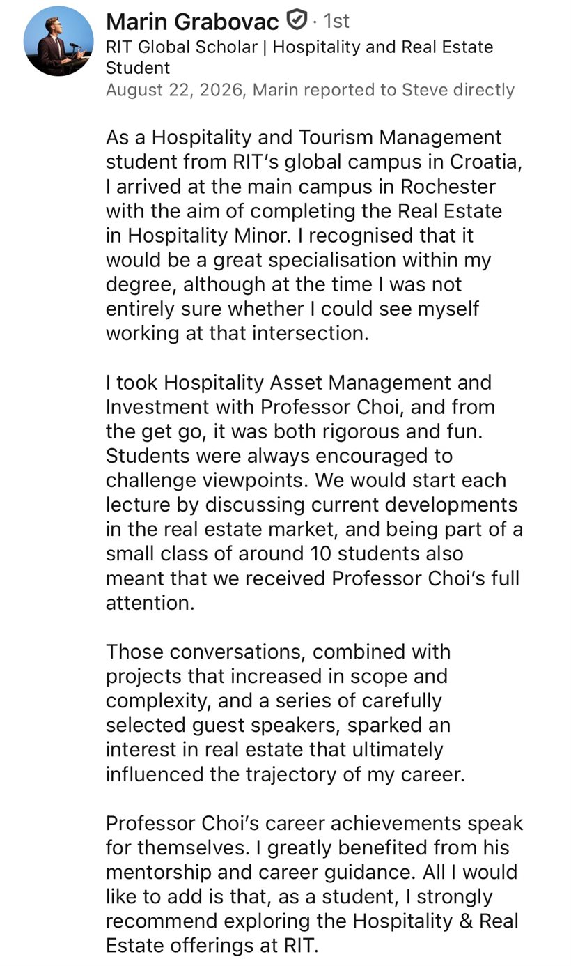 Teaching testimonial
