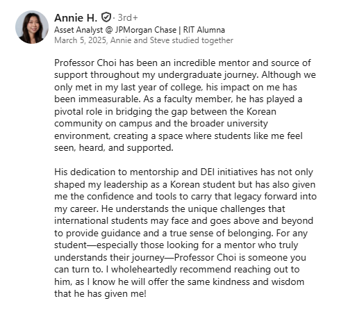 Mentorship testimonial