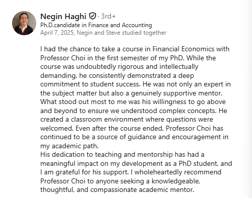 Teaching testimonial