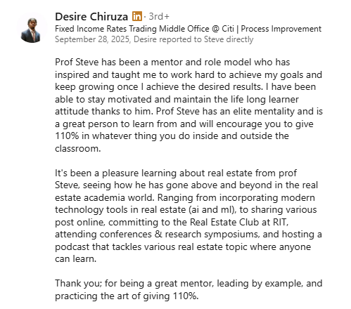 Teaching testimonial